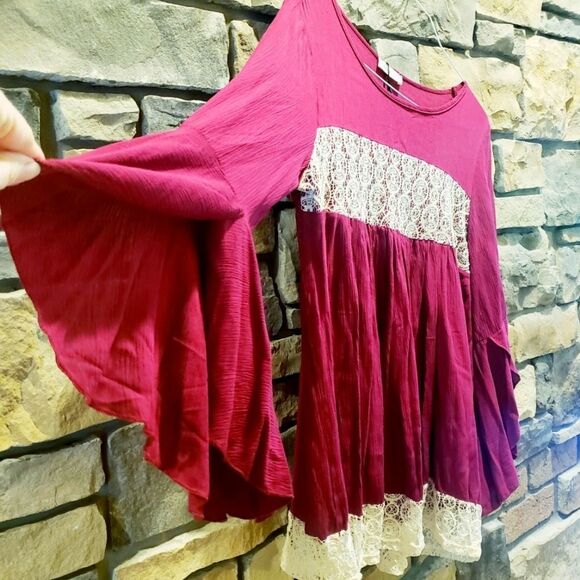 Red Lace Trimmed  NEW Boho Beauty Tunic - Picture 5 of 10